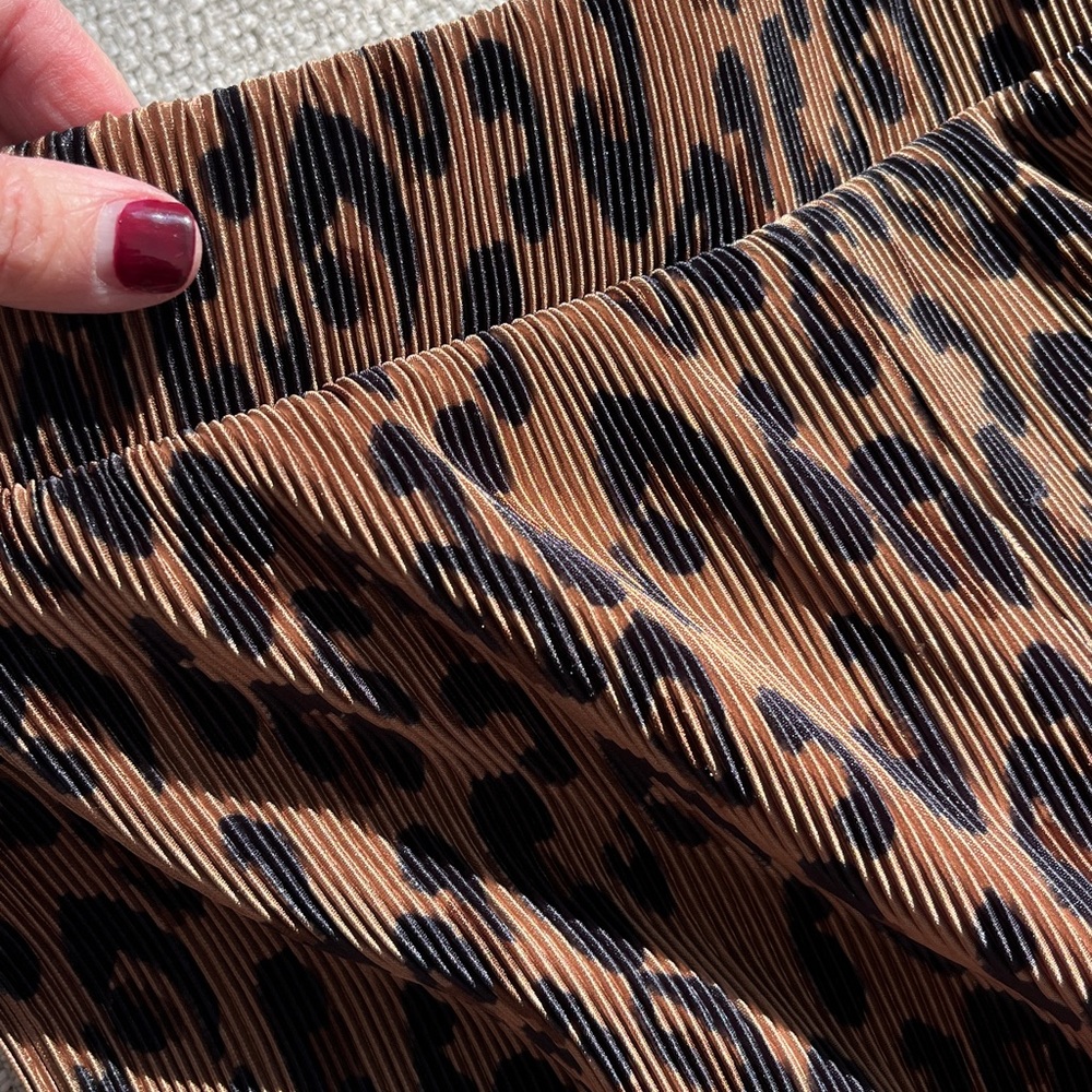 Cyrus Leopard Print Pleated Trousers in Brown and Black